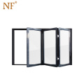 Aluminium internal bi folding window with clear tempered glass